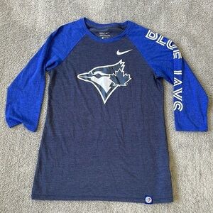 VGC Nike Toronto BlueJays 3/4 Length Sleeve Shirt - Size Small
